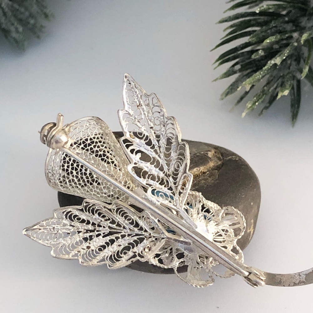Vintage Sterling Silver Cala Lily Brooch - Picture 4 of 6
